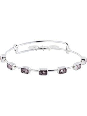 June Birthstone Bangle Shiny Silver Birthstone Emerald Cut Bangle Bracelet